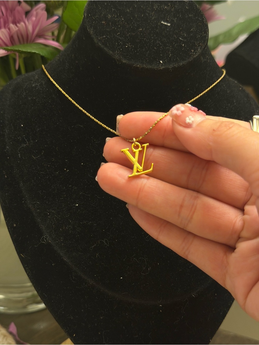 LV Gold Pendant Necklace